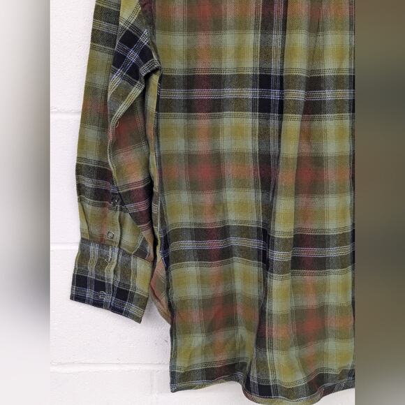 New Izzy Cargo Shirt checkered Olive Combo Free People szS small flannel plaid - Picture 5 of 8